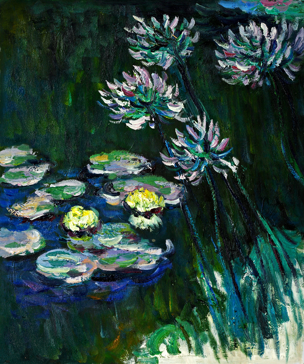 Water Lilies And Agapanthus-Claude Monet Painting - Click Image to Close